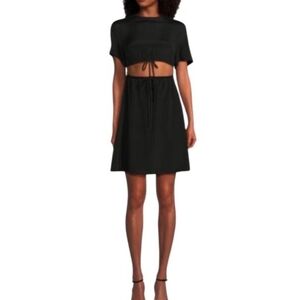Valentino Black Cady Silk Cutout Mini Cocktail Dress